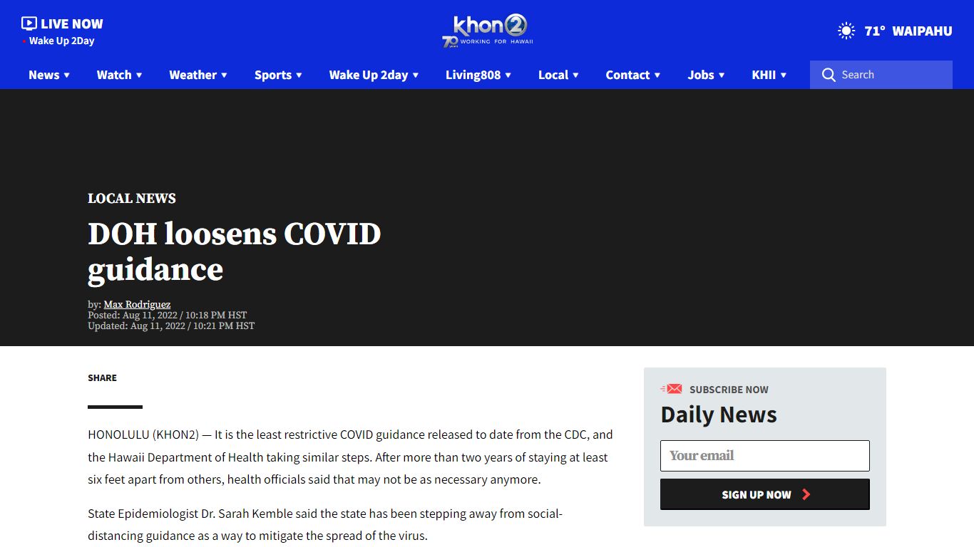 DOH loosens COVID guidance | KHON2